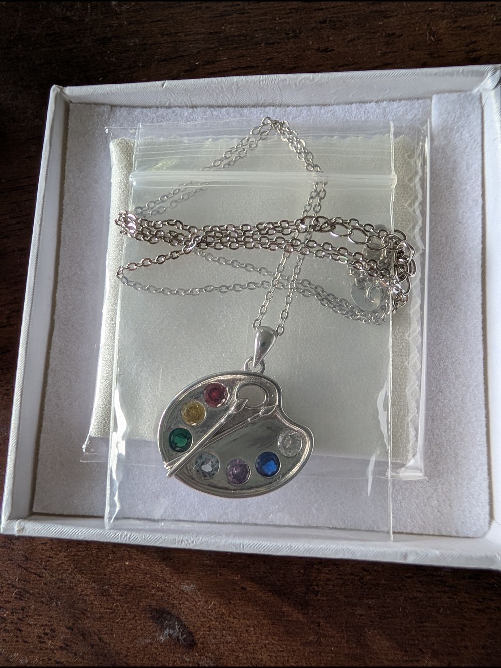 Leecci Artist Palette Pendant Necklace with Multicolor Gem Accents